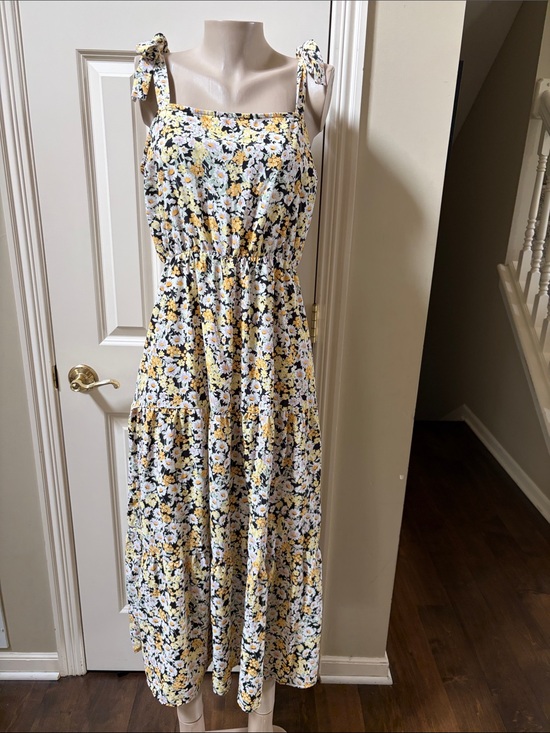 Social Standard By Sanctuary Dresses & Skirts - Social Standard by Sanctuary Yellow Floral Tie-Shoulder Maxi Dress, XL